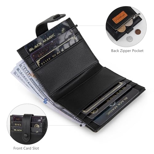 Image of Montana West X Wrangler Small Black Wallet for Woman Ladies Girls Slim Thin Bifold Card Cases & Money Organizers RFID Lining and Zipper Coin Pocket
