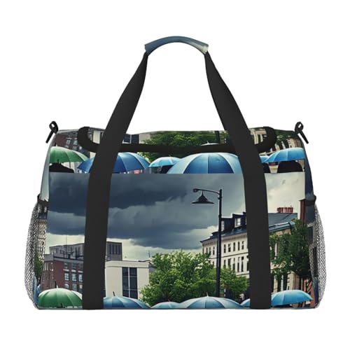 Sadness Stormy Day Umbrellas Print Travel Duffel Bag for Men & Women, Foldable Travel Bags and Spacious Weekender Tote Bag for Storage Toiletry Luggage Personal Item