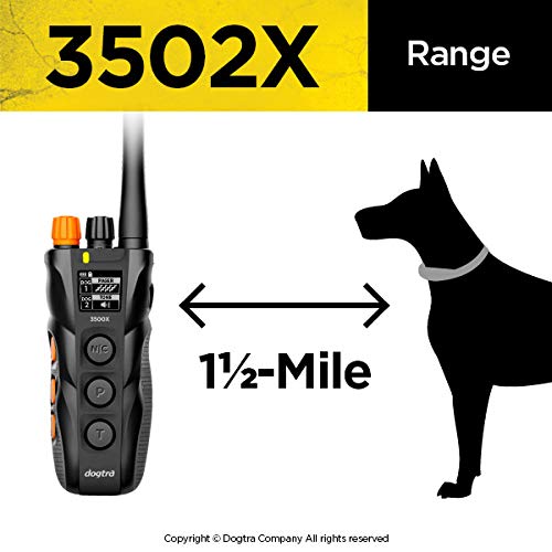 Dogtra 3502X Remote Training E-Collar - 1.5 Mile Range - 2-Dogs, Static, Vibration, Audible Tone, Waterproof, Electric Dog Collar For Advanced And Hunting Training Of Small, Medium, Large Dogs #TOP3
