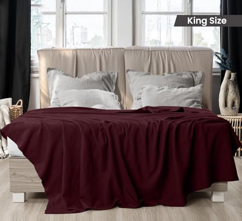 Image of Utopia Bedding 100% Cotton Thermal Blanket Burgundy King Size Soft, Lightweight, Breathable, Cozy Spring and Summer Blankets for Bed, Home Room Decor Gifts for Women and Men (90x108 Inches)