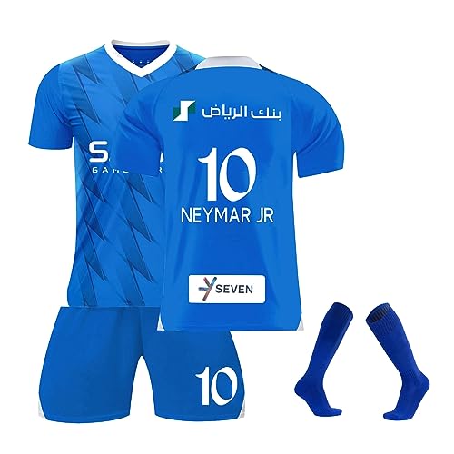 Al-Hilal Football Kit Kids Football Gifts For Boys Boys' Football Training Shirts Sports Shorts and Socks Football Training Equipment Training Set T-shirts Shorts and Socks A01 10, 10 Years
