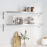 ZfiPhranillus Wandregal 100x23,5 cm 2er Set Edelstahl gebürstet silbern schwebend 30 kg Belastbarkeit Modernes minimalistisches Design Wandboard für Wohnzimmer Büro Schlafzimmer Flur