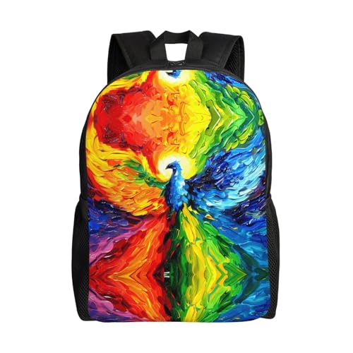 PHAYAH Mochila casual colorida para laptop com estampa de fênix no céu, para homens e mulheres, meninos e meninas, mochila leve