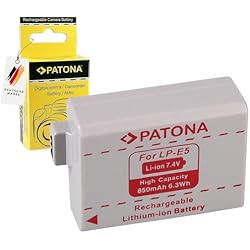 Bateria Canon 500D PATONA Bateria LP-E5 Compatible con Canon EOS 1000D, 500D, 450D, Rebel XS, XSi, T1i, Kiss X3, X2, F