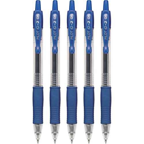 PILOT G2 Premium Retractable Rolling Ball Blue Gel Pens, 0.5mm, 5-Pack - image 3