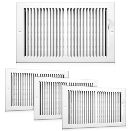 Zonon 4 Pcs 14 x 8 Inch (Interior Size) Air Vent Cover Ceiling Register Grill Duct Opening Air Supply Diffuser 2 Way Steel Sidewall Ceiling Vent Covers Inlet Manual Adjuster for Home White