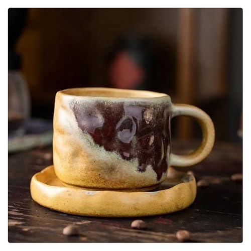 マグカップ 陶器 きめ コーヒーカップ トレイ付き 焼き物 コップ 珈琲 紅茶 緑茶 和風 食器 約270ml シンプル 軽い 食洗機対応 電子レンジ対応 プレゼント コーヒー コップ 母の日 誕生日プレゼント 友達 結婚記念日 お盆 敬老の日 おしゃれ