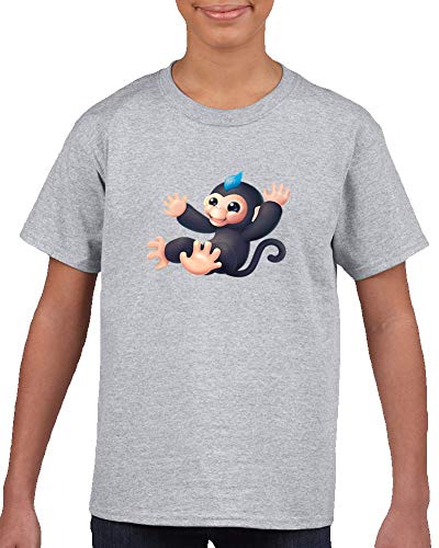 Fingerlings Tee Baby Monkey Toy Cute Kids T Shirt Gris