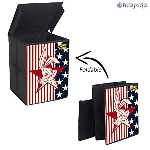 Image of PrettyKrafts Loony Tunes Toys Organizer Storage Box with Top Lid for Baby Boy's and Baby Girl's,(Pack of 1) Black
