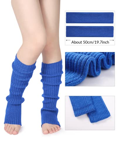 Witwot Women Girl Stirrup Leg Warmers Dance 80S Party 2 Pairs-Red Deep Blue #TOP1