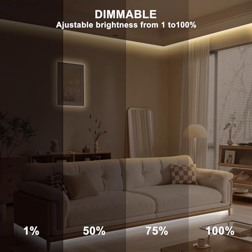 Image of 16.4ft Smart LED Strip Light, Tunable White 2700K-6500K Dimmable Bright WiFi COB Light Compatible with Alexa and Google for Kitchen Cabinet, Room