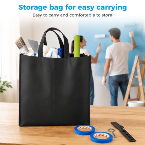 Kit de rodillos para pintura 33 piezas con poste extensible de 1.7-4 pies y bolsa de transporte, suministros para pintura de paredes con rodillos de 4" y 9", pinceles, bandeja con forros, guantes y cintas para paredes, techos, pisos, pintura en el hogar miniatura 6