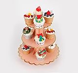 YLDW 3-Tier Cupcake Stand, Pink Cake Stand Holder, Lace Tiered DIY Cupcake Stand Tower for Dessert Table Displays, Birthday Theme Party Favors Decoration, Floral Tea Party, 12' W x 12.8' H