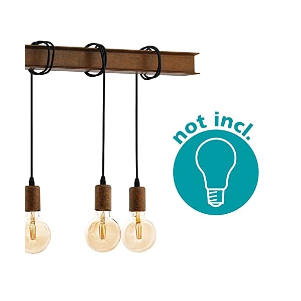 EGLO Pendant Lighting Townshend 4, 8 Lamp Ceiling Light Fixture in Vintage and Industrial Style For Dining and Living Rooms, Hanging Light Made of antique Brown Metal, E27 Socket - Image 4