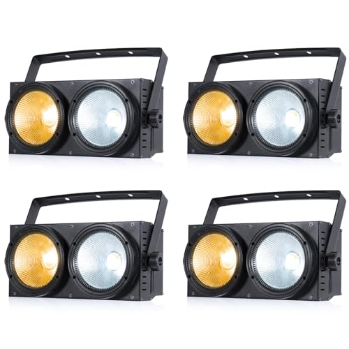 200W COB LED Stage Par Lights 2-in-1 Cool & Warm White Spotlight Stage Audience Light with DMX Control Sound Auto for DJ Theater Photostudio Party Show Wedding 4Packs