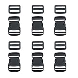 6 juegos de hebillas de liberación lateral de 25 mm, deslizadores de triple deslizamiento (se adapta a correas de cincha de hasta 25 mm);