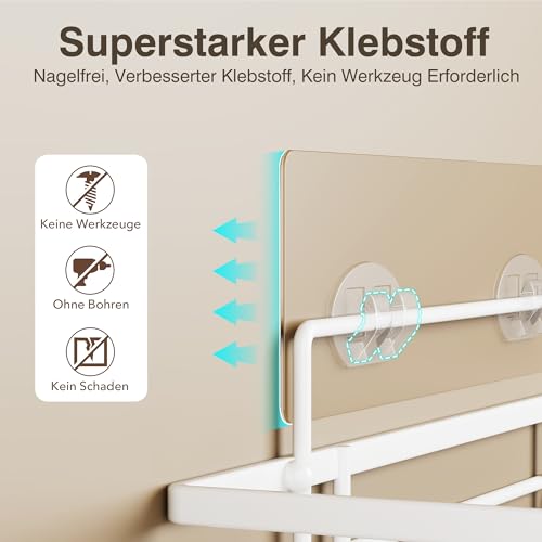 saffruff Duschablage Ohne Bohren 2 Stück Duschregal Weiß Duschkorb Badezimmer Organizer, Regal Badregal Shampoo Halterung für Dusche Küche Bathroom, mit 2 Klebeflächen