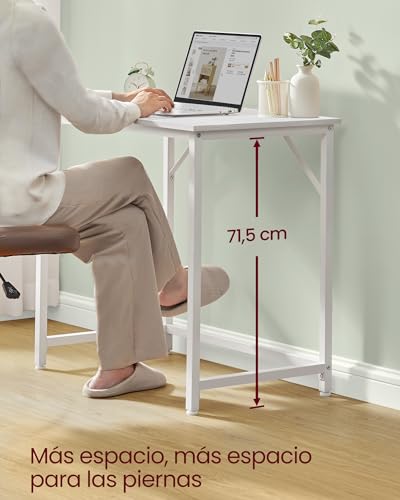 Miniatura 3 de Vasagle Escritorio, Mesa Oficina Pequeña Y Estación Trabajo, Mesa Para Teletrabajo, Estudio, Dormitorio, 50 X 80 X 76 Cm, Estilo Moderno, Estructura Metal, Blanco Arce Y Blanco Nube Lwd038w44