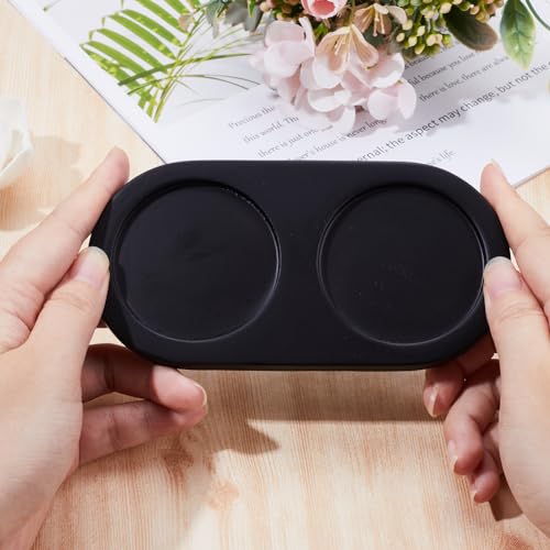 GORGECRAFT Black Wooden Salt and Pepper Mill Tray Acacia Wood Tray Peper Mill Holder Inner Dia 5.65 cm Mills Shakers Salt Pepper Grinder Rest for 2 Mills Kitchen Home Dining Table Storage Accessories - Image 3