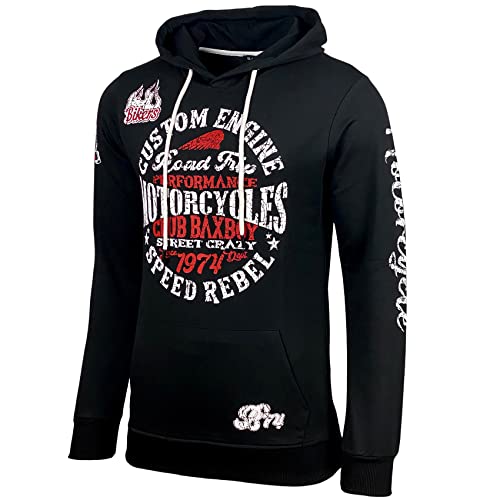Baxboy Herren Pullover Langarm Hoodie Sweatjacke Longsleeve Sweatshirt Jacke Kapuzenpullover Hoody Sweater 601, Farbe:Schwarz, Größe:S Cover