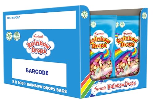 Swizzels Giant Rainbow Drops 8 x 70g Bags Individually Wrapped Bulk Buy Sweets Multipack