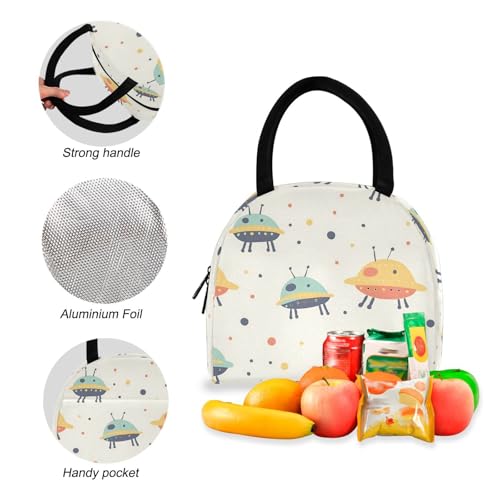 Cute Ufo Print Backpack Set with Lunch Bag, Large Capacity Travel Backpacks and Lunch Box Insulated for Commute Hiking Picnic4