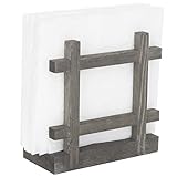 MyGift Vintage Gray Wood Cross-Corner Napkin Holder, Table Top Paper Towel Dispenser