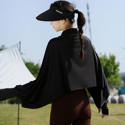 Lu's Chic Women's Bolero Shrug Soft Capelet Summer Top Long Sleeve Shawl Cropped Lantern Sleeve Loose Crew Neck High Neck2