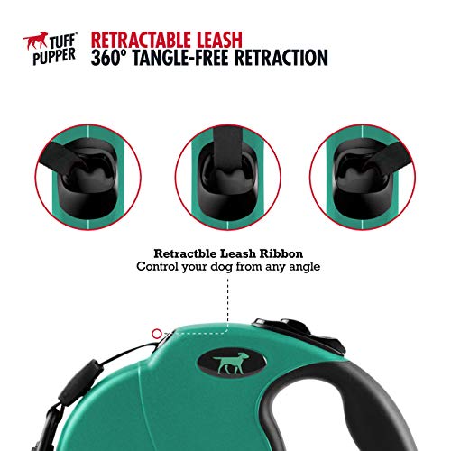 Tuff Pupper Heavy Duty Retractable Dog Leash | 16 ft Dog Leash with Reflective Stitching for Nighttime Safety | One Button Lock and Release | Comfortable Hand Grip | for Dogs Up to 120 lbs Tuff Pupper Heavy Duty Retractable Dog Leash | 16 ft Dog Leash with Reflective Stitching for Nighttime Safety | One Button Lock and Release | Comfortable Hand Grip | for Dogs Up to 120 lbs