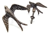 5MOONSUN5 Vintage Cast Iron Closet Door Pull Handles, Bronze Finish, Bird Design knobs Set of 2
