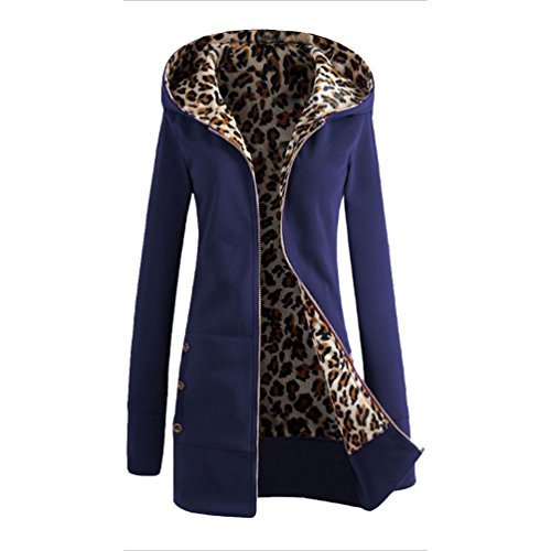 CeRui Donne Cappotti Eleganti Cappuccio Leopard