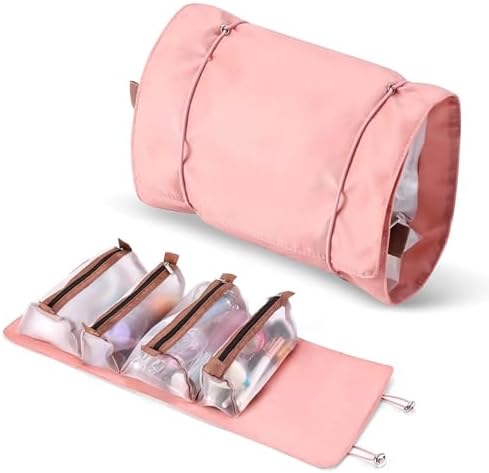 Faltbare Make-up-Tasche Pink – Kosmetiktasche Mit Unterteilungen Für Reise & Alltag