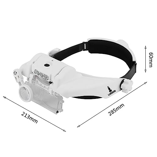 Lupa Cabeça 6 lentes 3 Leds Estética leitura eletrônica Lorben GT870