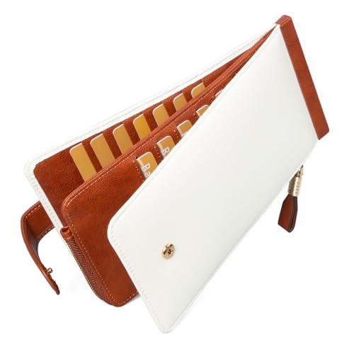 Huztencor Womens Wallet RFID Blocking Wallet Women Leather Bifold Multi Card Case Wallet with Zipper Pocket Beige Brown
