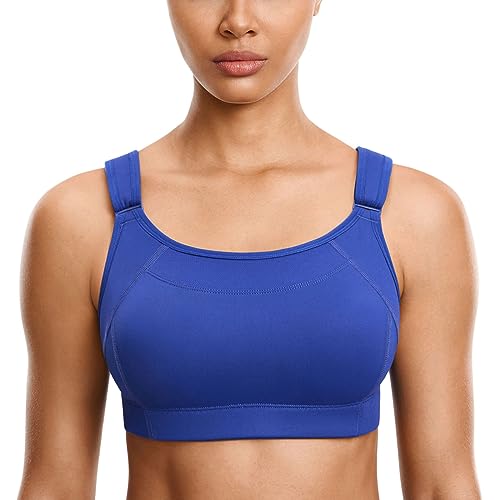 Image of SYROKAN Front Adjustable Sports Bras for Women High Impact | Front Velcro Straps, Wirefree, Double layer Cups, U Back, No Bounce, Running Bra
