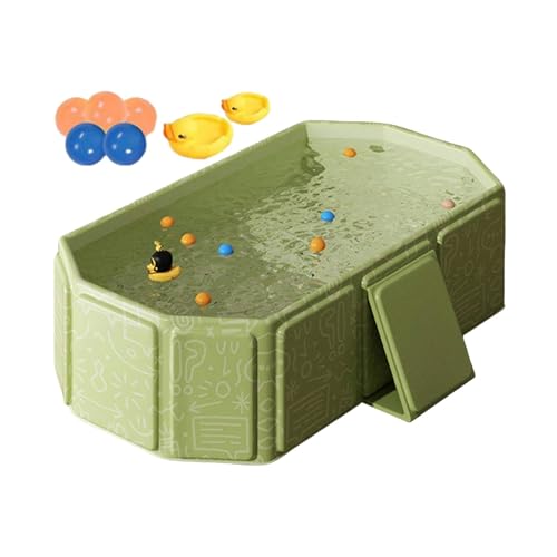 Bañera de bebé plegable, bañera plegable,Gran bañera plegable para bebés - Juguete de agua divertido, piscina de baño portátil, 2 patos y 5 bolas, cuenca de ducha para niños, niñas, gato, lavado de pe
