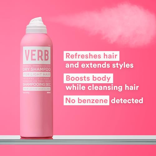 VERB Dry Shampoo Light Tones Jumbo- Gentle Cleanse, Style Extender & Light Volume - Refreshing + Removes Oil & Adds Volume - Vegan Dry Shampoo for Light Tones With No Harmful Sulfates, 10 oz