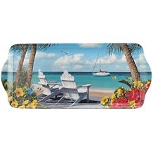 Pimpernel Adirondack Sandwich Tray 15.1" x 6.5" Melamine Board with Coastal Chair Artwork, Durable Table Accessory for Serving Tea, Coffee, Snacks, Drinks & Casual Summer Entertaining