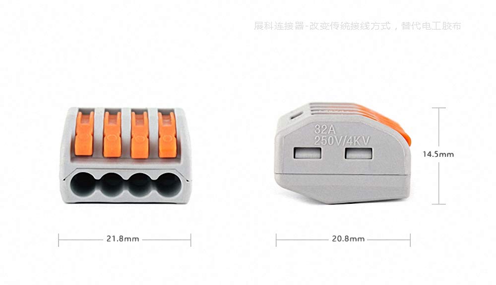 4 Pins PCT-214 222-414 Quick Universal Compact Wiring Connector Mini Fast Wire Connectors Push-in Conductor Terminal Block, Clamp Connectors - Amazon Canada