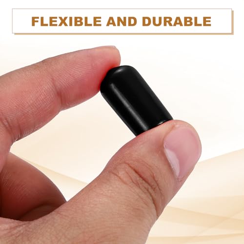 Image of uxcell 88Pcs Rubber End Caps, 10mm(11 /32 inch) ID Round Screw Thread Protectors Flexible Screw Bolt Covers Caps for Metal Tube Rod Bolt, Black