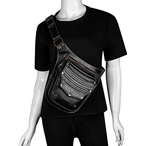 DC Wesley Riñonera unisex estilo punk steampunk, estilo steampunk, deportiva, de piel sintética, riñonera gótica, accesorio ajustable para cinturón
