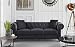 Divano Roma Furniture Classic Velvet Scroll Arm Tufted Button Chesterfield Sofa (Black)