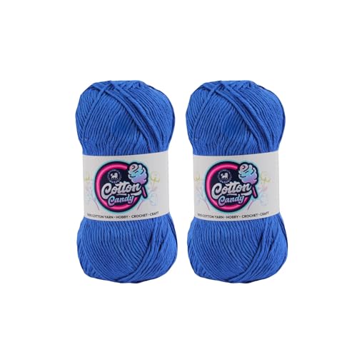 Image of NESTNHAVEN Cotton Candy 100% Cotton Yarn - (100g, 185 Meters) - Luxury Yarn for Crochet, Amigurumi, Embroidery, Toys, Garments, Flowers and Hobby, Projects. (Dark Blue) | (200 Gm)
