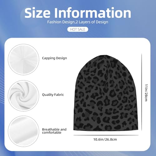 Leopard Print Beanie Chemo Hats for Women Men Cheetah Print Slouchy Cancer Headwear Stretchy Skull Cap Soft Knitted Hat Nightcap Chemo Gifts — view 2