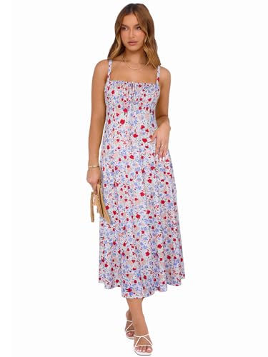 Image of YIOYOLA Corset Dress for Women Casual Tea Party Summer Wedding Guest Flowy Midi Sundress