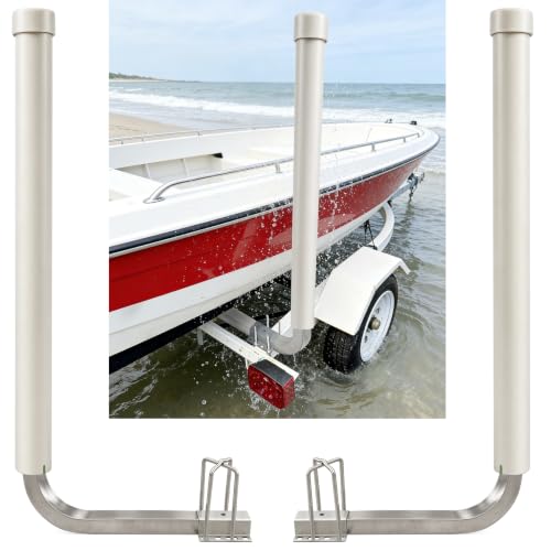 C CLINK 40'' 316L Stainless Steel Trailer Post Guide on Anti seawater Corrosion Boat Trailer Guide-ons-40'' 2*UPVC Tube Trailer Guide Bars with Cushioned Rubber pad