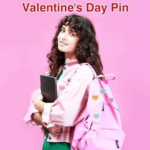Image of Giegxin 40 Pcs Valentine's Day Conversation Heart Pins for Women Love Candy Pins Romantic Words Lapel Brooch Backpacks for Jackets Bags Hats Valentines Day Accessories Gifts