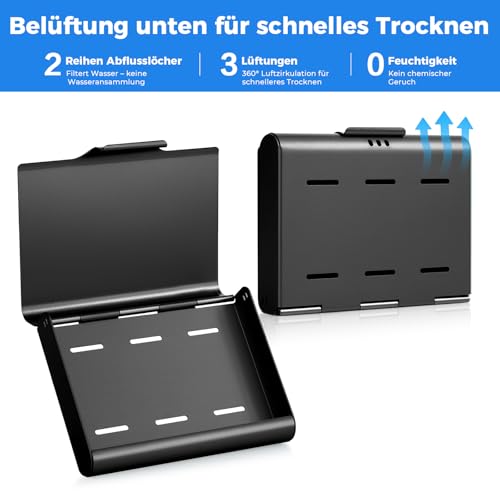 Oralphi Alu-Zahnspangendose Zahnschiene Box Kompatibel mit Invisalign, Tragbares Teilweise Prothesendose aus, Leichter, langlebiger und leicht zu reinigender zahnschiene box, Zahnspangenbox-Schwarz