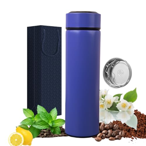 Bouteilles isothermes – Gobelet sous vide pour café, thé et boissons avec infuseur en acier inoxydable – Bouteille de voyage pour thé, café – Bouteille de voyage pour eau chaude et froide (Violet)