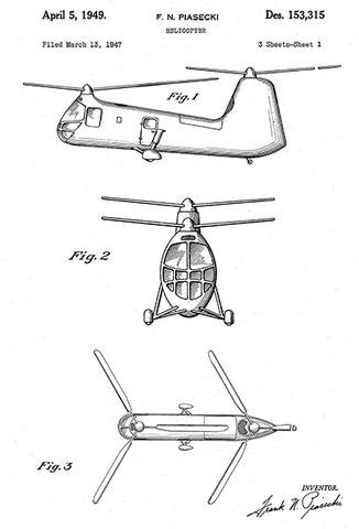 1949 - Helicopter #2 - F. N. Piasecki - Patent Art Poster